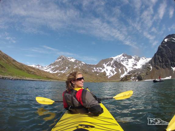 Dia espetacular para fotos e caiaque em Ocean Harbour, na Geórgia do Sul